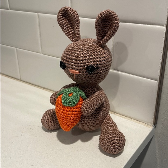Handcrafted Spring Easter Bunny Rabbit Holiday Decor Amigurui Crochet Carrot - Picture 2 of 10
